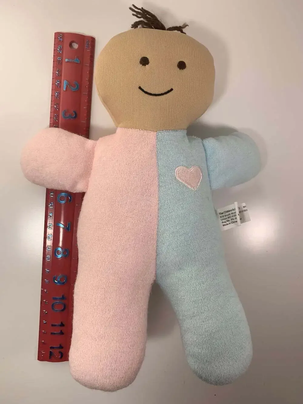 Terry Cloth The Children’s Factory pastel Pink Blue Baby Doll Plush brown yarn